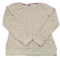 Béžová melírovaná kvetovaná mikina F&F