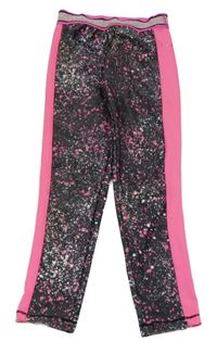 Černo-neonově růžové sportovní skvrnité legíny Matalan