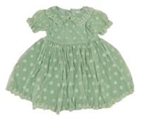 Zelené tylové šaty s výšivkami Next