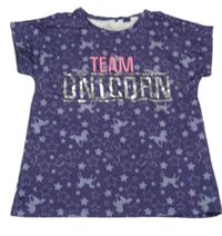 Tmavofialové sportovní tričko s hvězdami a jednorožci Ergeenomixx