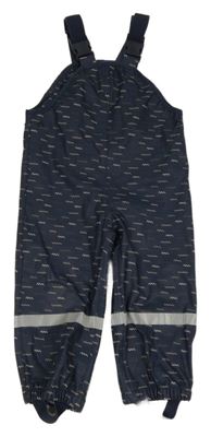 Tmavomodré vzorované nepromokavé laclové kalhoty Topomini