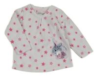 Biela fleecová mikina s hviezdami a králikmi Ergee