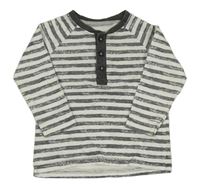 Šedo-bílé pruhované triko s knoflíky George