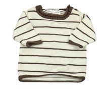 Smetanovo-hnědý pruhovaný svetr