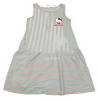 Světlemodro-svetloružové pruhované bavlnené šaty s Hello Kitty H&M