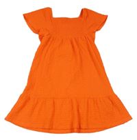 Neónově oranžové mačkané šaty Primark