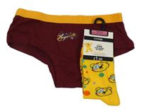 2set - Vínové nohavičky s potiskem - Harry Potter + horčicové bodkovaná é ponožky s Pudseym