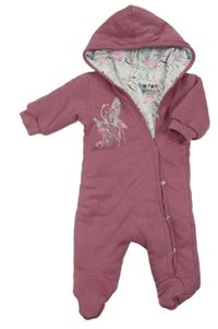 Vínová zateplená kombinéza s plameňáky a kapucňou