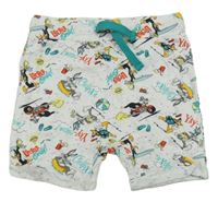 Svetlosivé melírované teplákové kraťasy s Looney Tunes