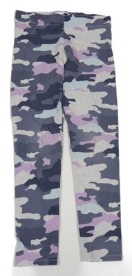 Šedo-tmavomodro-lila army legíny M&S