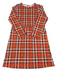Červeno-farebné kockované trblietavé šaty H&M