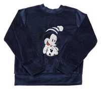 Tmavomodrá plyšová mikina s Mickeym