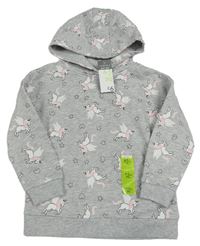 Šedá mikina s jednorožci a kapucí Primark