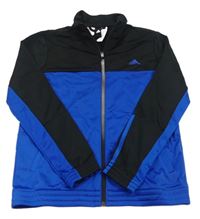 Černo-modrá sportovní funkční propínací mikina s logem Adidas