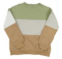 Zeleno-bielo-béžová mikina