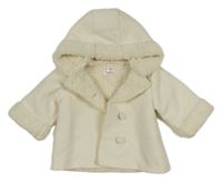 Bílý fleecový zateplený kabátek s kapucňou
