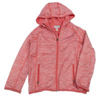 Jahodová melírovaná sportovní propínací mikina s kapucí 