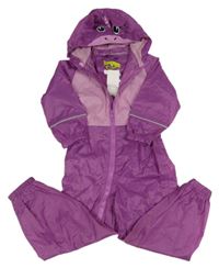 Růžovo-fialová šusťáková nepromokavá funkční kombinéza s kapucí Regatta
