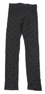 Tmavošedé žebrované legíny se srdíčky F&F