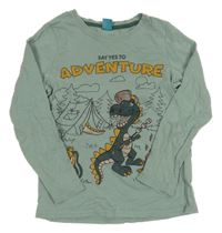 Zelené tričko s dinem a nápisom Pep&Co