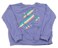 Fialová mikina s farebným jednorožcom bpc