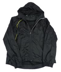 Čierna šušťáková funkčná jarná bunda s kapucňou