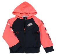 Černo-růžová neonová sportovní propínací mikina s kapucí - Nike 