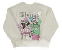 Biela mikina s dievčatkom a nápisom Tu