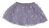 Lila tylová sukňa s motýlikmi