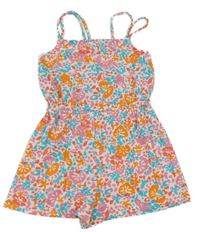Bielo-farebný ľahký kraťasový overal Primark