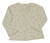 Smotanové vzorované kvetované tričko H&M