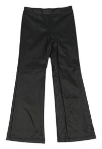 Čierne flare koženkové nohavice H&M