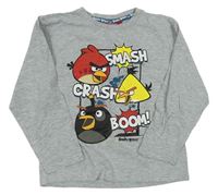 Sivé melírované tričko s Angry Birds