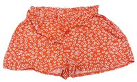 Korálové kvetované kraťasy s opaskom Primark