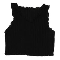 Čierny rebrovaný crop top Shein