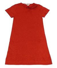 Červené trblietavé svetrové šaty s mašlou H&M