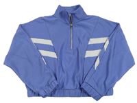 Fialovo-biela rebrovaná crop mikina Primark