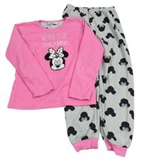 Růžovo-šedé fleecové pyžamo s Minnie Disney