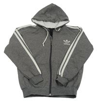 Sivá prepínaci mikina s pruhmi a kapucí Adidas