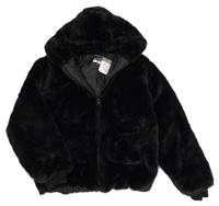 Nové - Čierna kožušinová podšitá bunda s kapucňou Primark