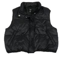 Čierna šušťáková zateplená crop vesta New Look