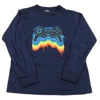 Tmavomodré triko s ovladačem Next