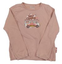 Růžové triko s autem a nápisem Staccato