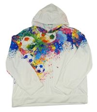 Bielo-farebná mikina s fleky a loptami a kapucňou Shein