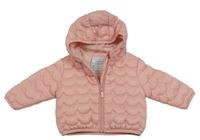 Světlerůžová šusťáková prošívaná zateplená bunda s kapucí Primark