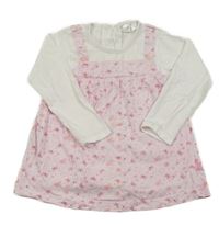 Bílo-růžová květovaná šatová tunika 