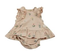 Ružové kvetované rebrované body s volánikmi Topolino