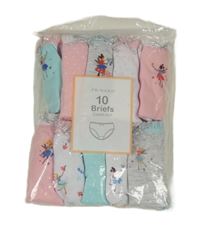 Nové - 10set - 10x růžovo-bílo-šedo-modré kalhotky s vílami Primark