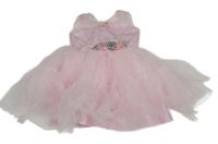 Světlerůžové tylové slavnostní šaty s 3D květy 