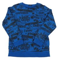 Tmavomodro-čierna mikina s nápismi George